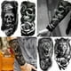 thumbnail image 3 of 22 Hojas 3D Antebrazo Media Manga Tatuajes Temporales para Hombres Mujeres Adultos, Grandes Tribal León Guerrero Tigre Lobo Flor Cráneo Falso Tatuaje Pegatinas Halloween, (patrón aleatorio), 3 of 5