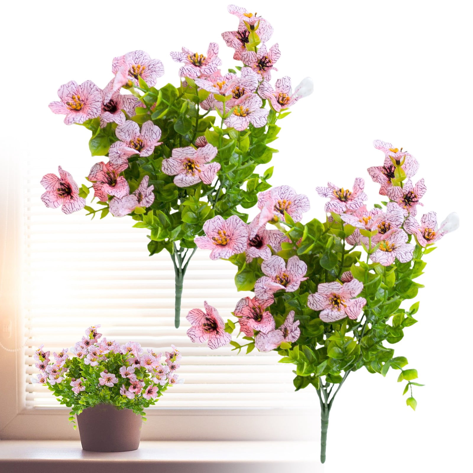 ZTTD Artificial Fake Flowers for Outdoor Spring Decoration, 18 Bundles Faux Silk Colorful Daisies UV Resistant Realistic for Outside Porch Patio Home Yard Garden Planters Pots Window Box