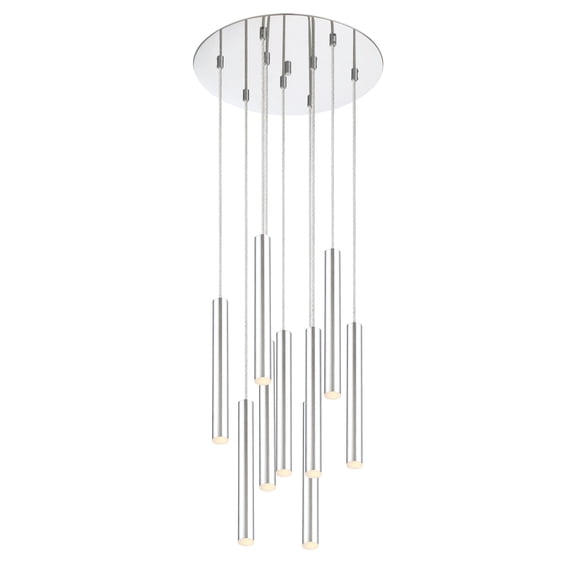 Z-Lite Forest 9 Light 16" Round Modern Steel LED Pendant in Chrome