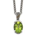thumbnail image 4 of Sterling Silver Two Tone Silver And Gold Plated Sterling Silver w/Peridot & Diamond Necklace, 4 of 5