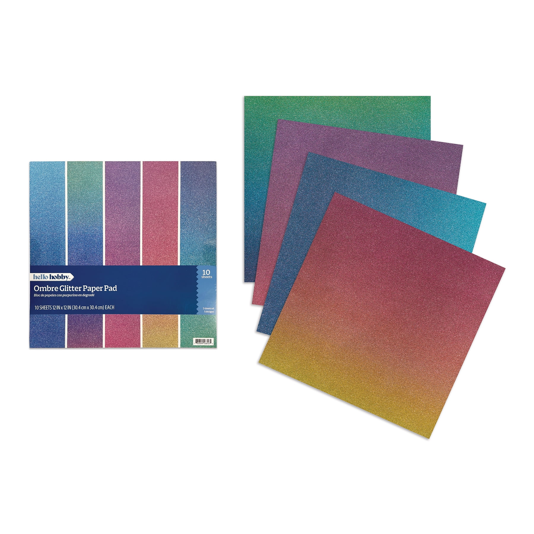 Hello Hobby Ombre Glitter 12x12 Paper & Cardstock Combo Pad for Scrapbooking and Crafting