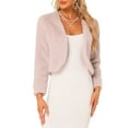 thumbnail image 1 of CHAQUETA CORTA ABIERTA INSPIRADA EN CHIC PARA MUJER, BOLERO DE FALSO PIEL DE MANGA LARGA, ABRIGO DE INVIERNO XL ROSA, 1 of 6