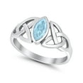 thumbnail image 2 of Celtic Bezel Marquise Solitaire Ring Aquamarine CZ 925 Sterling Silver Size 9, 2 of 2