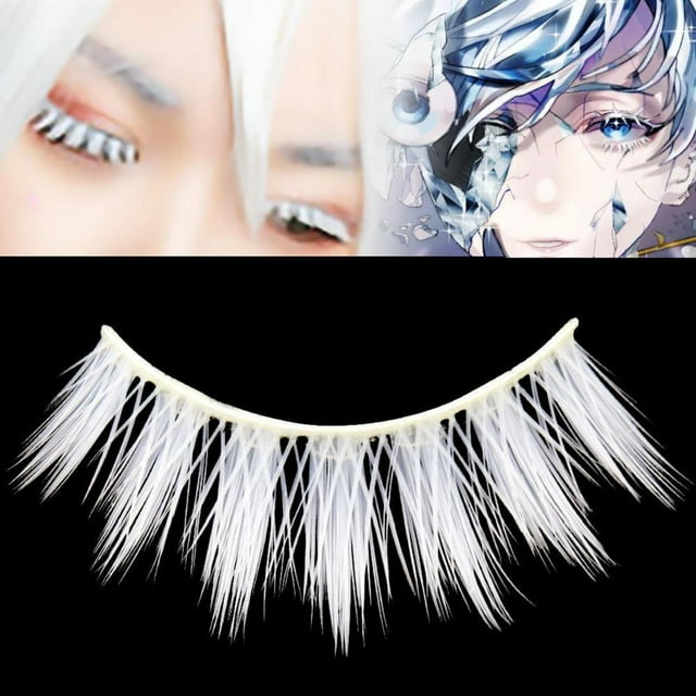 Pestañas postizas blancas, maquillaje para Cosplay, pestañas postizas, pestañas para fiesta de disfraces