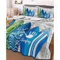 thumbnail image 3 of Quilts King Size Bedding Set, Rustic Beach Lightweight Quilted Comforter, Tropical Surfboard Palm Tree Wooden Grain Soft Reversible Bedspread Coverlet with Pillow Covers for All Season, 96" x 106", 3 of 7