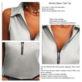 thumbnail image 3 of Camiseta sin mangas con cremallera de verano,Camiseta sin mangas de verano para mujer Camisas sin mangas con cremallera Camisas sin mangas de verano Operación suave, 3 of 4
