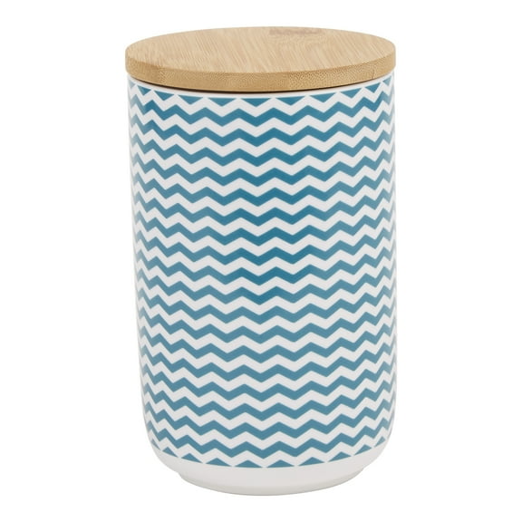 French Blue Chevron Ceramic Treat Canister
