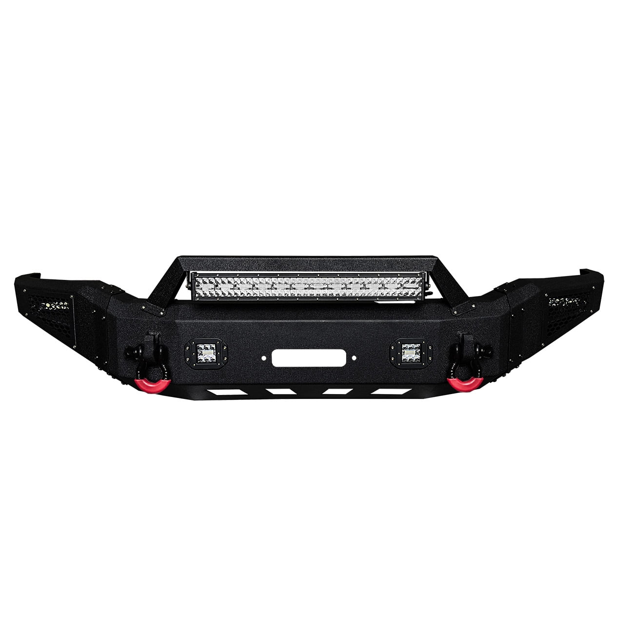 Vijay Compatible with 2007-2008-2009-2010-2011-2012-2013 Toyota Tundra Front and Rear Bumper Textured Black Steel with Lights and D-rings