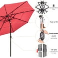 thumbnail image 3 of 9ft Prelit Umbrella 3-Tiered Patio Umbrella with Lights, Cherry Tomato, 3 of 7