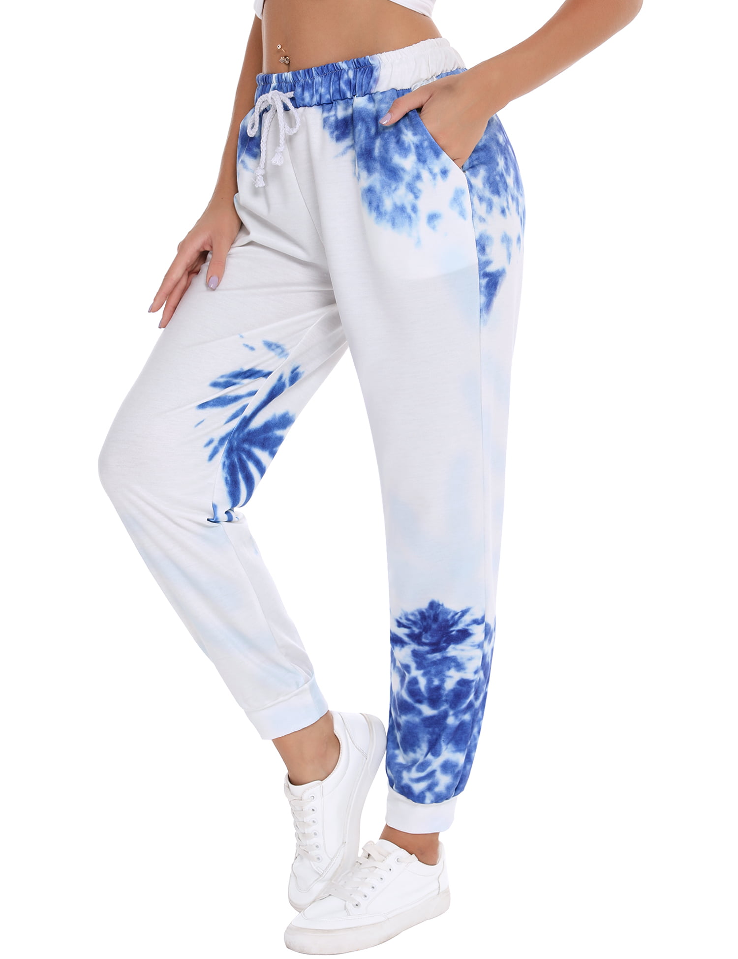 Irevial Women Tie Dye Pajamas Pants Casual Comfy Elastic Waist Drawstring Lounge Sleepwear Sweatpants with Pockets