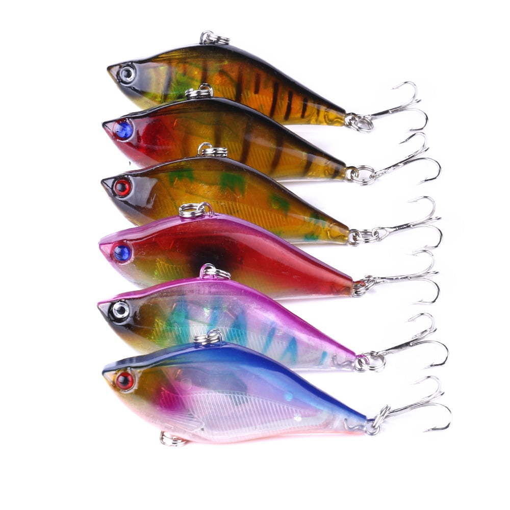 HENGJIA Fishing Lures, 6PCS Lipless Crankbaits for Bass, Minnow VIB Hard Baits Long Casting Sinking Fishing Lure for Saltwater Freshwater Bass, Redfish, Trout, Walleye