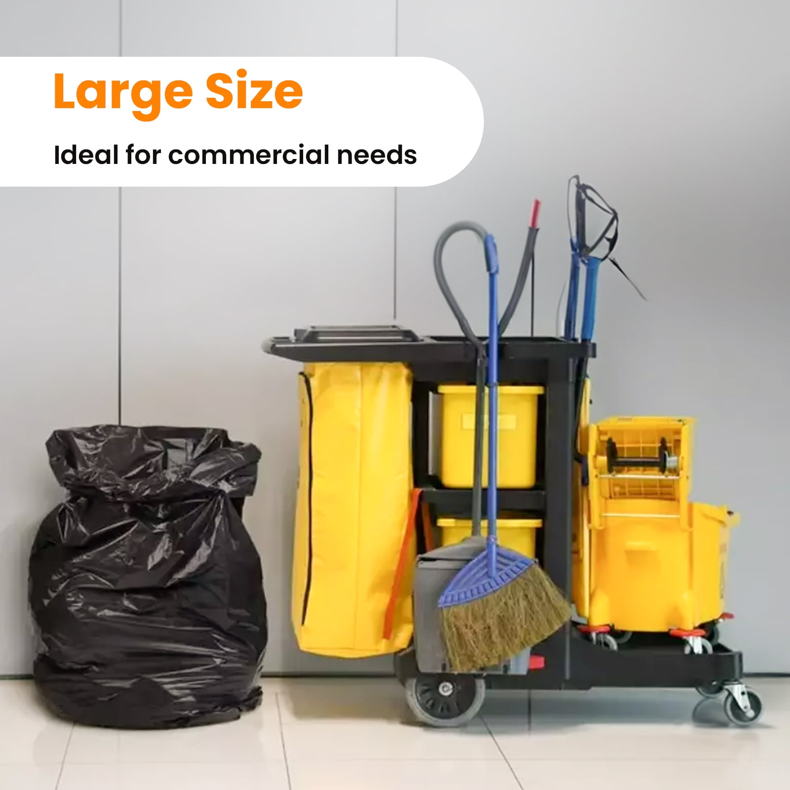 50-55 Gallon Trash Bags, 50 Count Heavy Duty Large Black Garbage Bags for Commercial, Janitorial, Lawn and Leaf, 48 x 40"