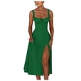 thumbnail image 1 of Vestido largo sin mangas y sin espalda con corte en A para mujer - Color liso, poliéster, para fiestas de verano y ocasiones formales, 1 of 5
