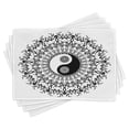 thumbnail image 1 of Ambesonne Japanese Place Mats Set of 4, Mandala Vintage Boho, Standard Size, Black White, 1 of 6