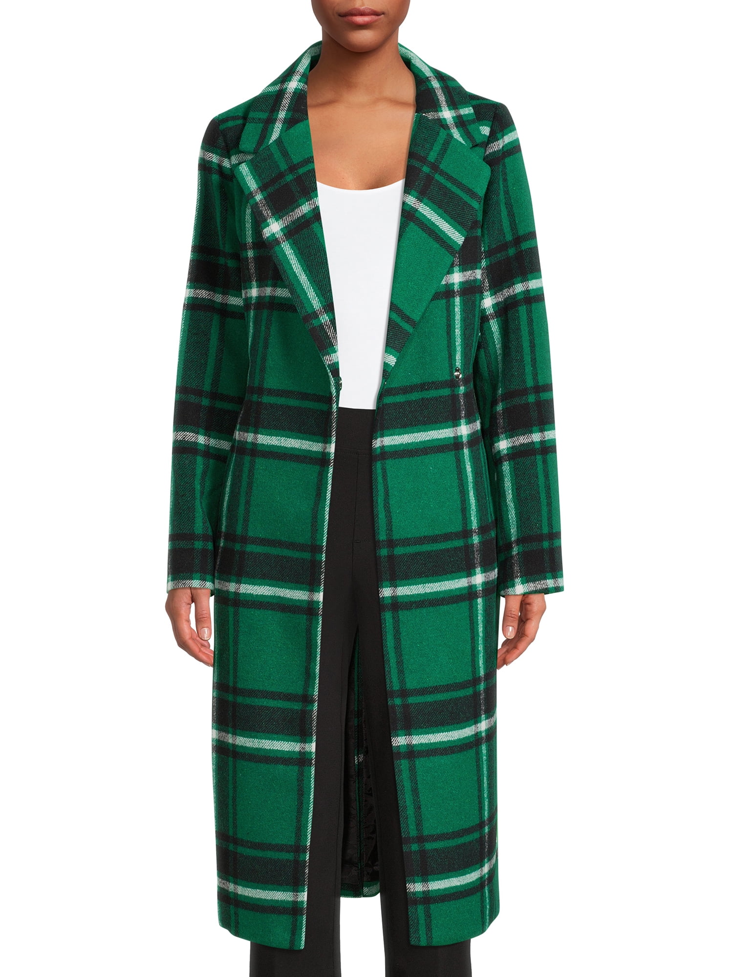 navy green plaid coat