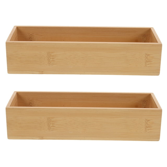 Miangastore 2pcs Bamboo Storage Box Without Lid Storage Case Sundries Storage Box for Home Office