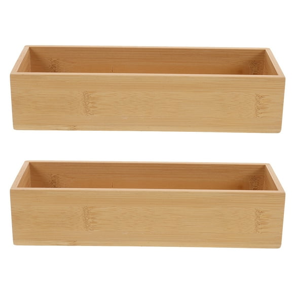 MOVTOTOP 2Ensemble Boîte de Rangement Empilable en Bambou Forme Rectangulaire pour Maison et Bureau Voyage