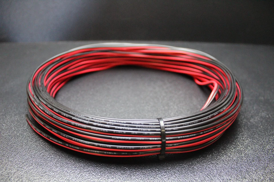 18 Gauge Red Black Speaker Wire Per 10 Ft Awg Cable Power Ground Stranded Copper