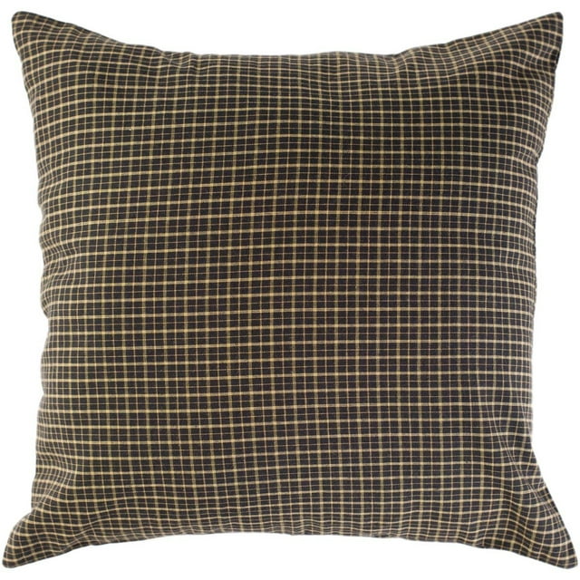 VHC Brands Kettle Grove Fabric Pillow 16x16 Country Primitive Bedding Accessory, Country Black