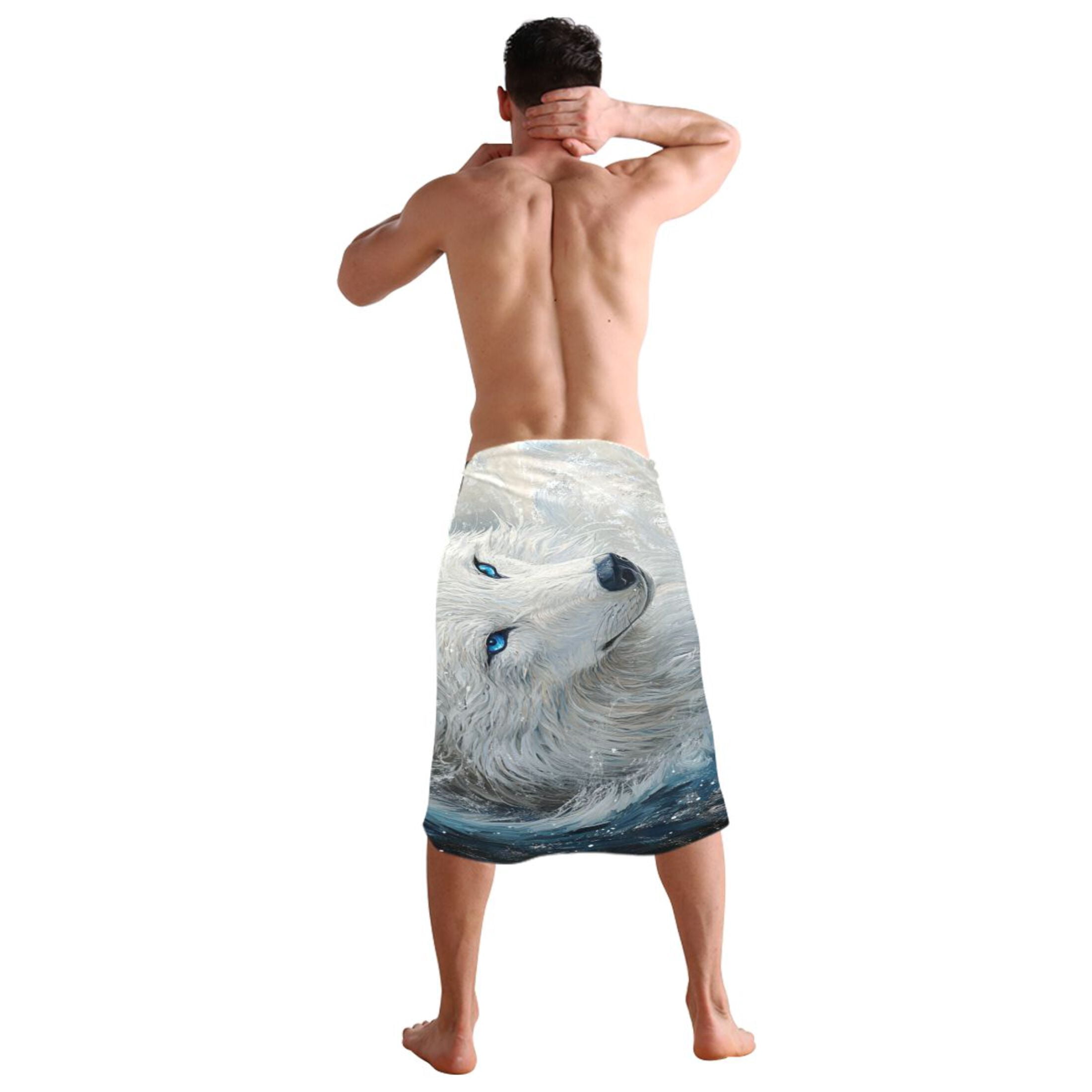 Qxltty White Wolf with Blue Eyes Extra Large Bath Towel 32"x64" Super Soft Highly Absorbent Quick Dry Shower Towel for Hotel Bathroom Guest Spa Gym
