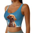 thumbnail image 5 of Sports Bra For Women, Blue Sky Cloud Puppy Sports Bras For Women High Support, Workout Tank Tops Woman With Removable Cups, 5 of 8