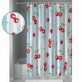 thumbnail image 3 of Small Stall Shower Curtain 36x72 Inch Narrow Half Size Cherry Farmhouse Bath Curtains Bathroom Decor Spring Summer Fruit Blue Striped Waterproof Fabric Shower Curtain Set with Hooks 36 Inch, 3 of 6
