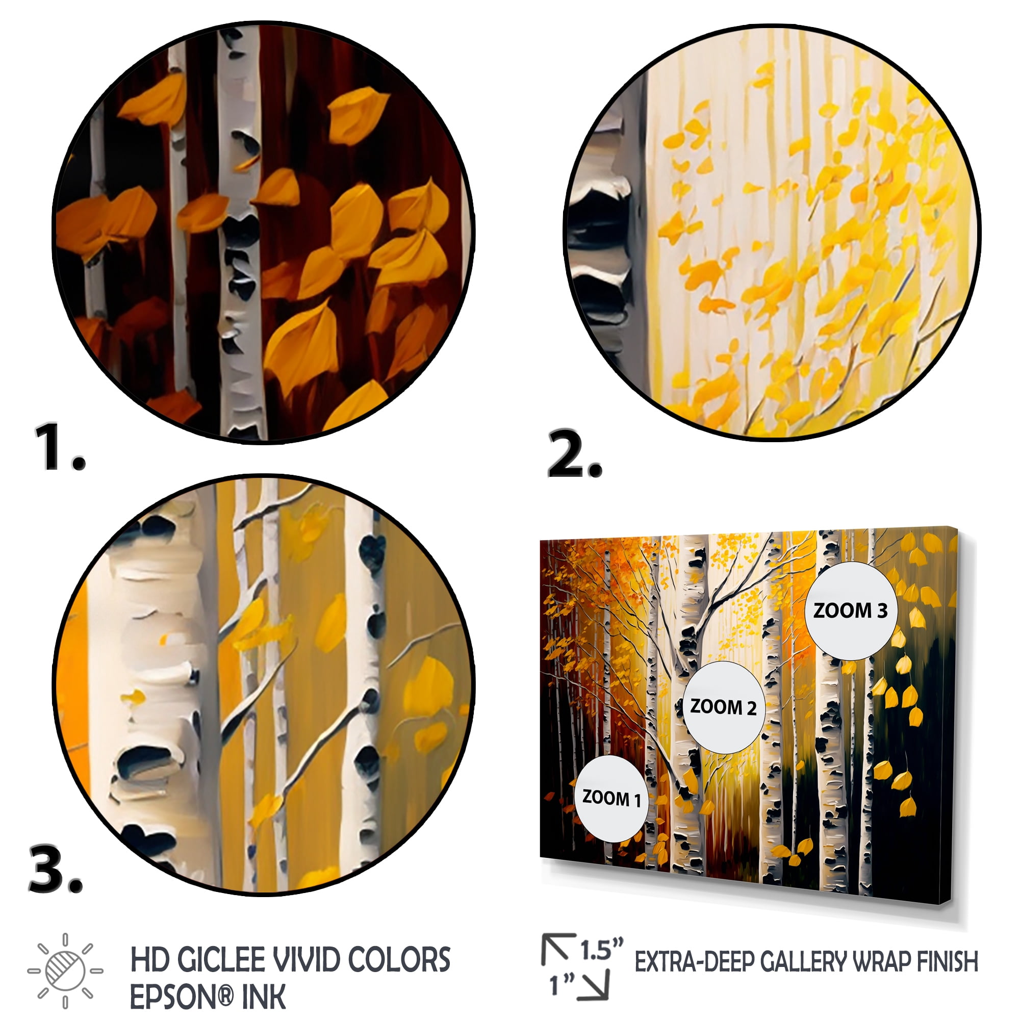 Designart Into A Golden Birch Forest III Canvas Wall Art