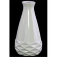 thumbnail image 1 of Urban Trends Collection 39756 Ceramic Bellied Round Vase with Short Neck & Geometric Design Body, White, 1 of 1