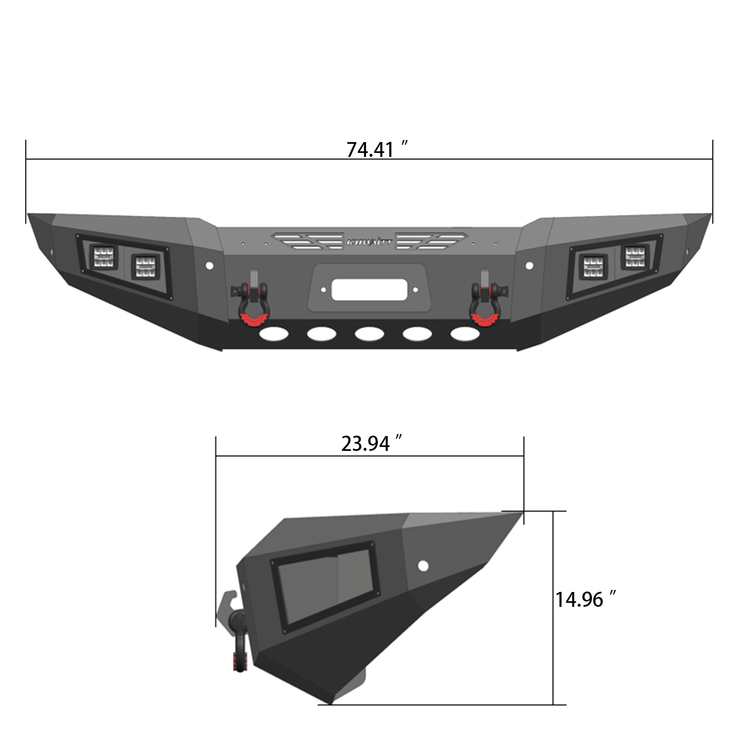 TIOYAR For 2005-2015 Toyota Tacoma Steel New Front and Rear Bumper With Winch Plate&Lights (Black Texture)