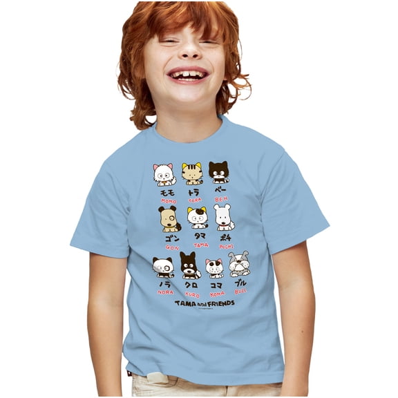 Tama and Friends Group Names Kids T Shirt for Youth Boys and Girls, Light Blue, Large