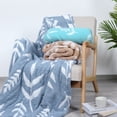 thumbnail image 3 of JOOJA Knit Throw Blanket Super Soft Cozy Leaf Blanket for Bed Couch, 50"x60", Blue, 3 of 6