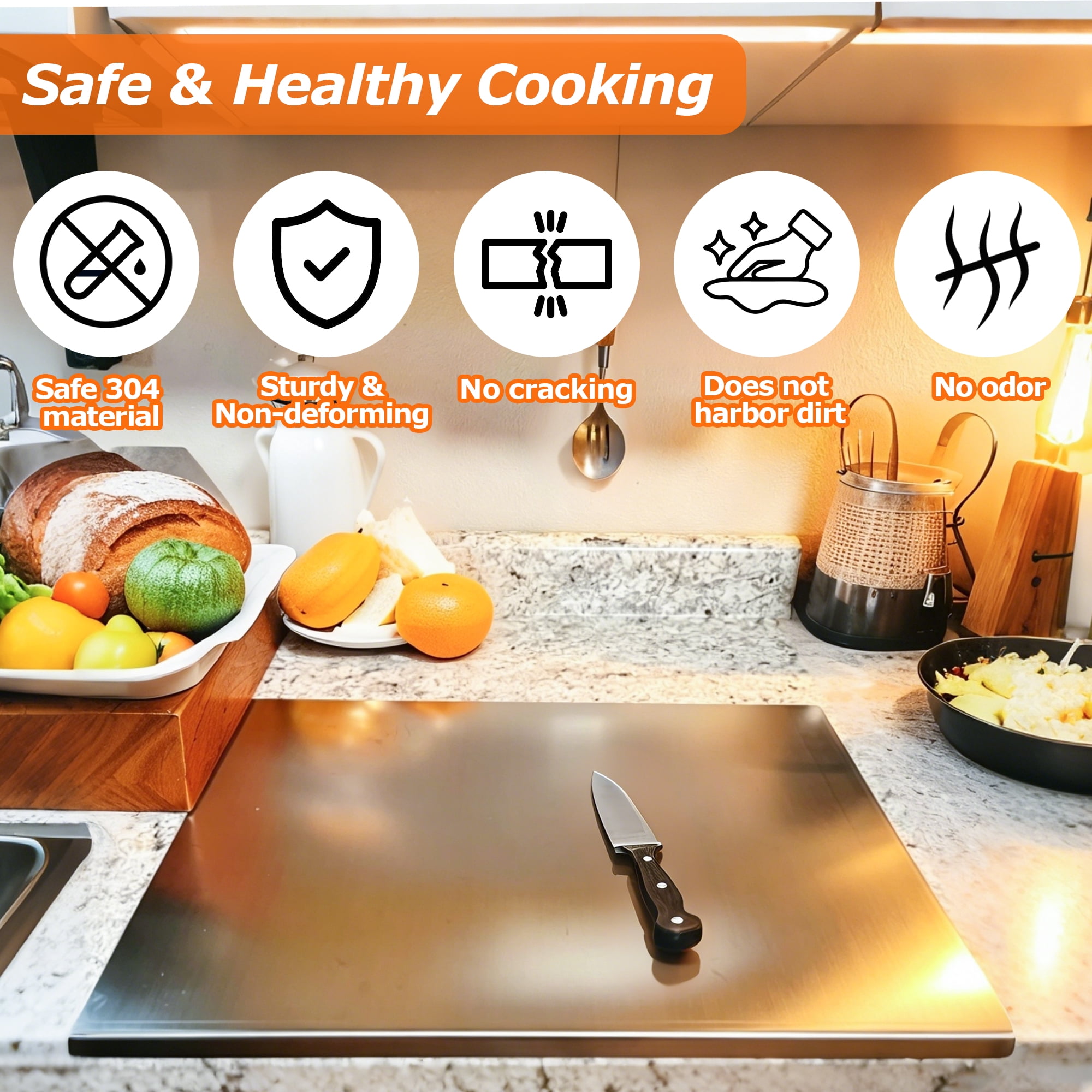 Stainless Steel Cutting Boards 15.75"x 11.8" Cutting Boards for Kitchen, Suitable for Meat, Fruits, Vegetables