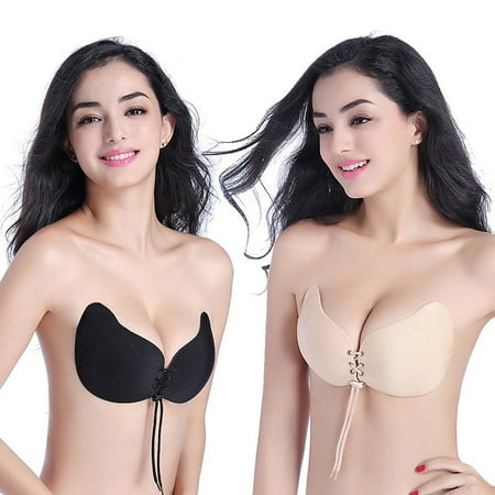 Women's Strapless Invisible Bras Silicone Invisible Bras Self Adhesive Silicone Invisible Sexy Backless Push Up Bra With (Best Backless Bra For Large Breasts)