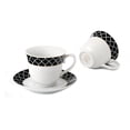 thumbnail image 3 of Elegant Durable and Colorful Porcelain Tea-Coffee Cups and Saucers Set - Black and Gold, 8 oz. Set of 4, 3 of 5