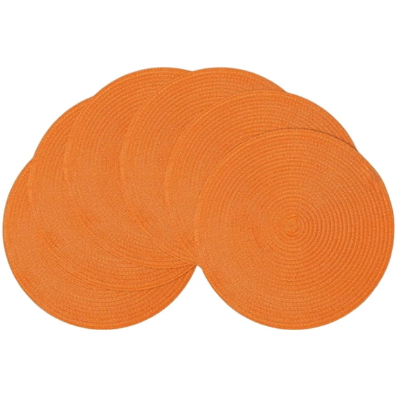 Mozhitti Round Braided Placemats Set Of Table Mats For Dining Tables Woven Washable Place Mats 15 Inch For Halloween Thanksgiving Orange