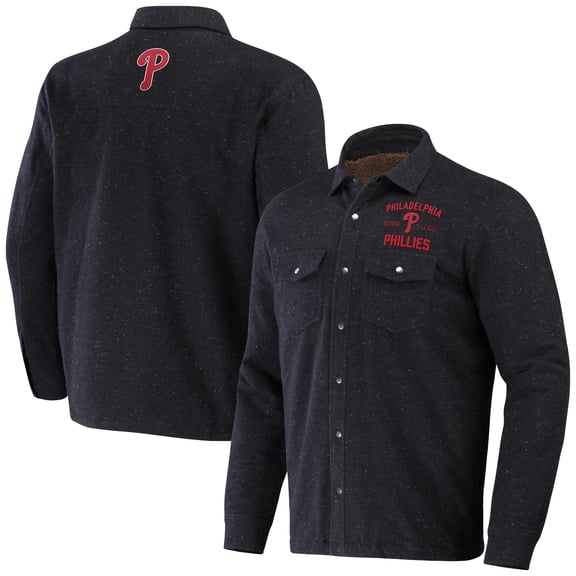 Men's Darius Rucker Collection by Fanatics Black Philadelphia Phillies Ringstop-Full-Snap Shacket