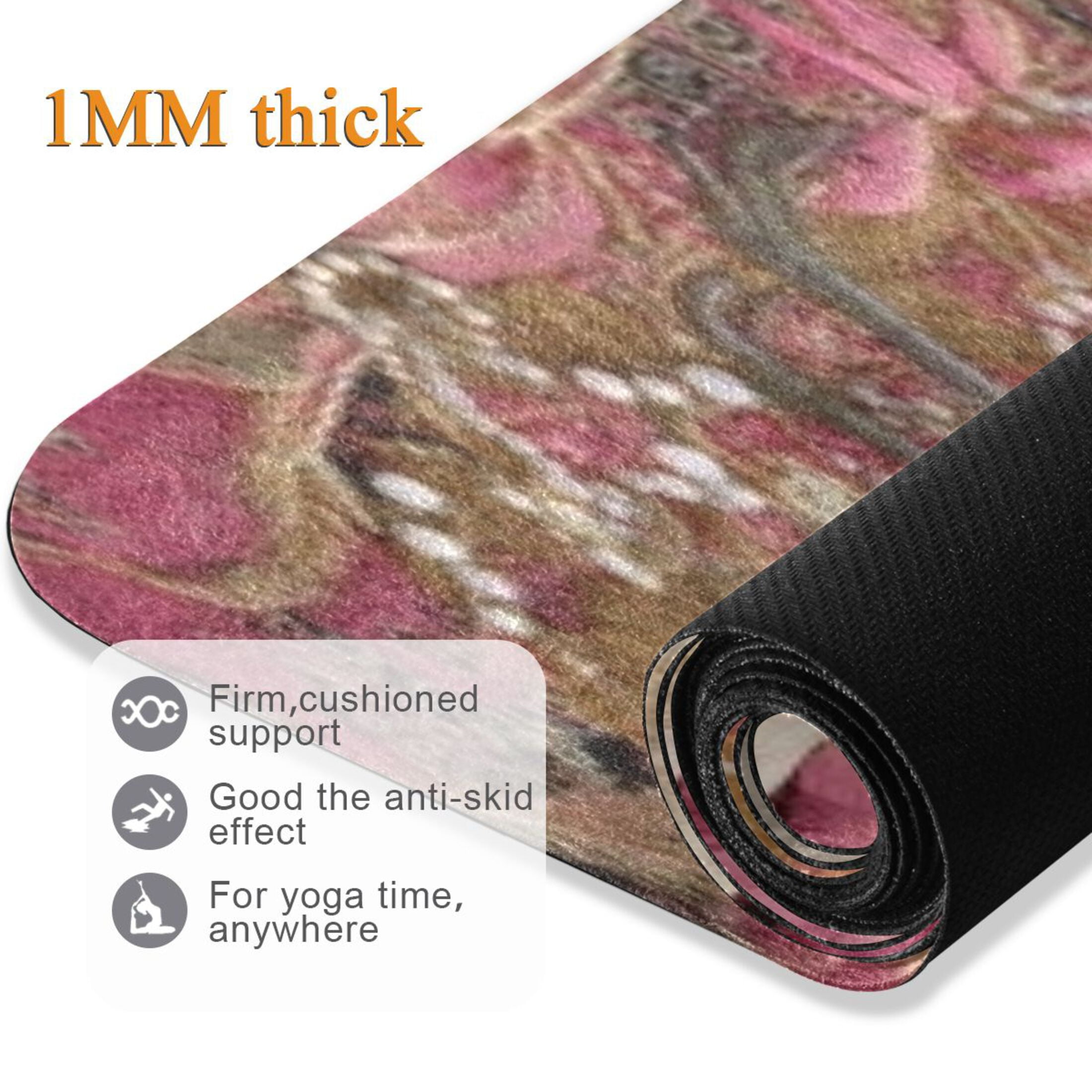 BZSMCE Yoga Mat Women Fitness Mat Vibrant Bloom Crane Pattern