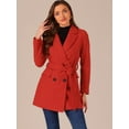 thumbnail image 2 of INSPIRE CHIC Women's Notch Lapel Double Breasted Belted Long Trenchcoat, 2 of 7