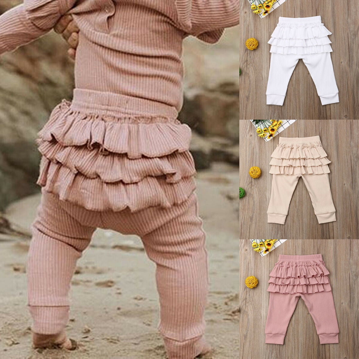 Ruffle Pants Vintage Baby Girl Set Candy Pink  Gold Angel By Divine  Digital Diva  TheHungryJPEG