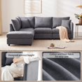 thumbnail image 2 of 89*79" Modern Modular Sectional Sofa with Deep Seat, Vertical Stripes, 5 Seat Corner Couch with Movable Ottoman, Throw Pillows,L-Shaped Comfy Cloud Indoor Furniture for Living Room, Apartment, Gray, 2 of 9