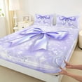 thumbnail image 3 of Manfei Cartoon Purple Ribbon Full Size Sheets, Princess Bowknot Bow Bed Sheets, Teen Boy Girl Kid Sheet Sets, Lightweight Room Decor, 4-Piece, 3 of 7