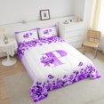 thumbnail image 4 of Erosebridal Letter Initial Bedding King Comforter Set,Monogrammed Personalized Bedding Sets King with Comforter,Flower Decor,Reversible,Super Cozy,3 Pieces, 4 of 8