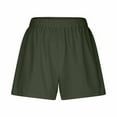 thumbnail image 5 of Htigea Cotton Linen Drawstring Shorts for Women Solid Color Elastic Waist Shorts Summer Womens Casual Loose Gym Shorts with Pockets Army Green,M, 5 of 7