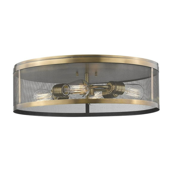 2 Light Flush Mount In Industrial Style 12.13 Inches Wide By 6 Inches High-Bronze Finish-Bronze Shade Color Z-Lite 331F12-Brz