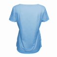 thumbnail image 4 of VIWORLD Women's Button-Front Tunic Loose Fit Crew Neck Blouse with Tiered Hem Summer Short Sleeve Shirt Light Blue，M, 4 of 5