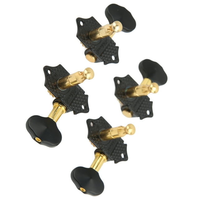 Left Right Guitar Tuning Knobs, Easy To Install Simple Operation Black And Gold Ukulele Tuning Pegs High Stability For Bass