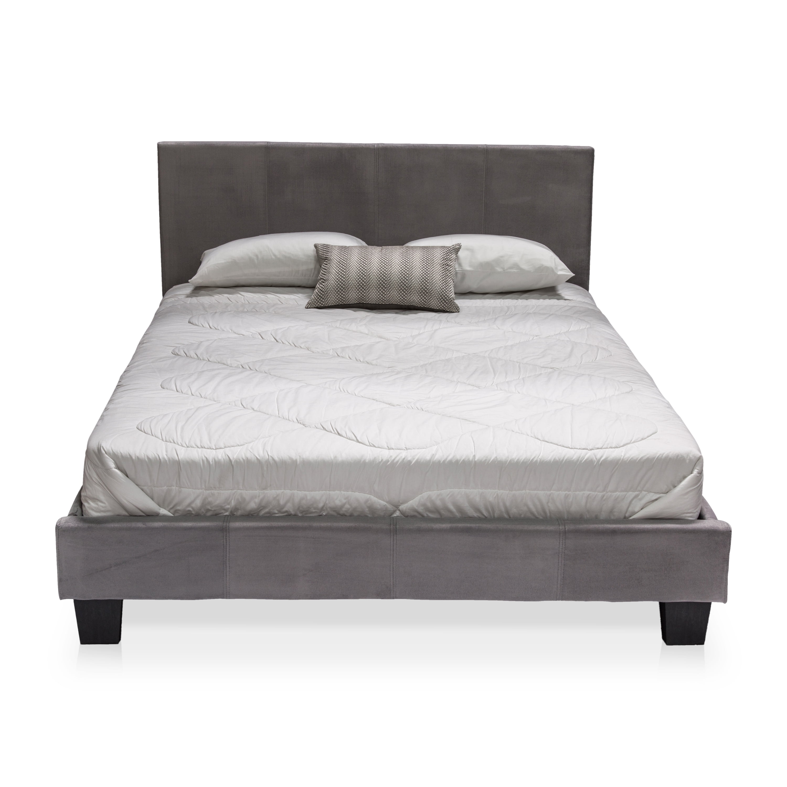 Furniture of America Mellie Faux Leather Bed, Eastern King, Gray