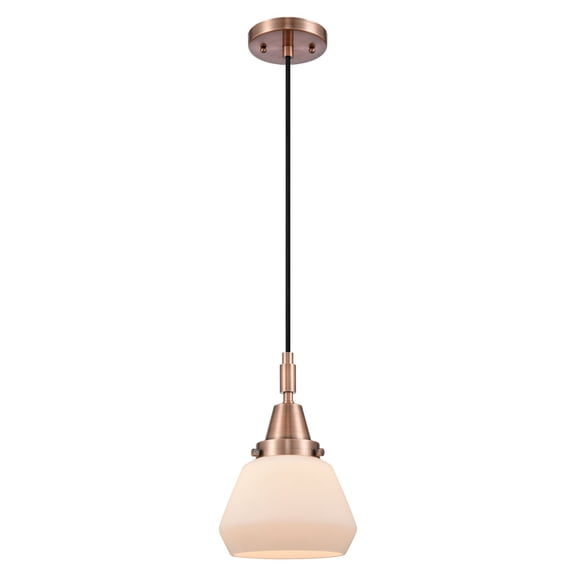 447-1P-AC-G171 Innovations Lighting Fulton - 1 Light Cord Hung Mini Pendant-7 Inch Wide and 10.13 Inch Tall-Antique Copper Finish-Matte White Glass