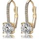 thumbnail image 1 of Pendientes colgantes de diamantes de 1 quilate con circonita cúbica bañados en oro de 18 quilates. Joyas de moda para novias y niñas., 1 of 4