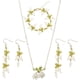 thumbnail image 1 of Conjunto de joyas de lirio de los valles con flores, hojas de pintura verde y collar de lirio con perlas de agua dulce., 1 of 7